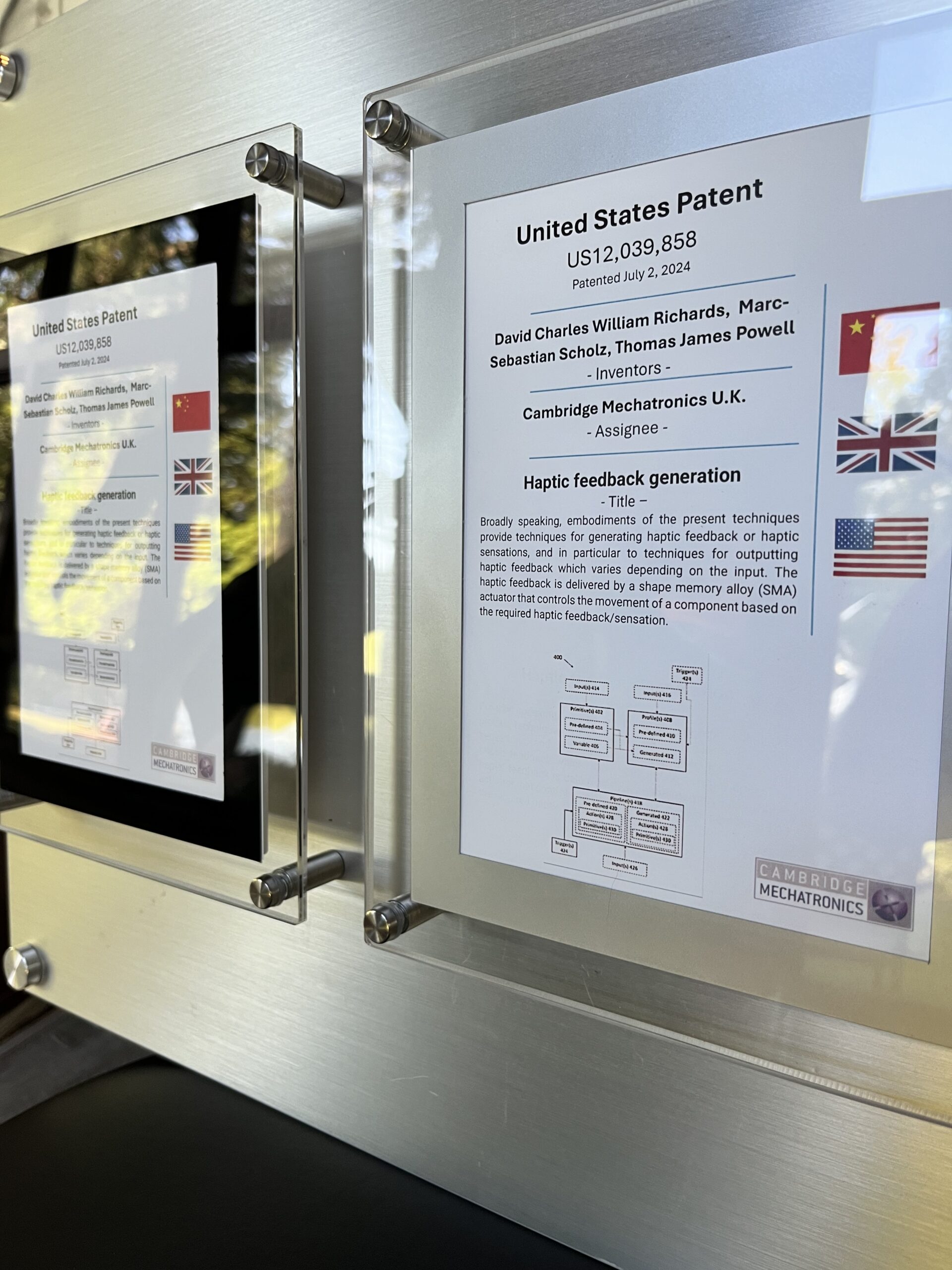 Informative display about United States patents and inventions.